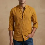 ছেলেদের সলিড কালার ব্যান কলার শার্ট (Katali)