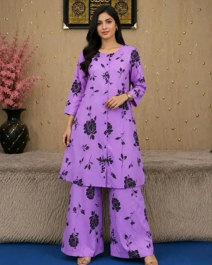 সফট সিল্ক ওয়েস্টার্ন টু পিস, বাটন ফ্রন্ট ও স্ক্রিন প্রিন্ট