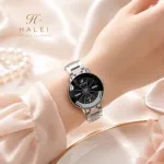 Halei লেডিস ওয়াচ, গোল ডায়ালের কোয়ার্টজ ঘড়ি