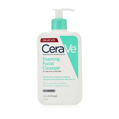CeraVe ফোমিং ফেসিয়াল ক্লিনজার 473ml - নরমাল থেকে অয়েলি ত্বকের জন্য
