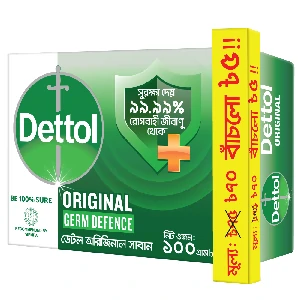 Dettol সোপ অরিজিনাল 100gm জার্ম ডিফেন্স Bathing বার, সোপ উইথ প্রটেকশন ফ্রম 99.99% illness-causing germs (100gm)