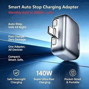 স্মার্ট অটো স্টপ ফুল চার্জিং অ্যাডাপ্টার USB-C (AI অটো ইজেক্ট, ওভারচার্জ প্রটেকশন)