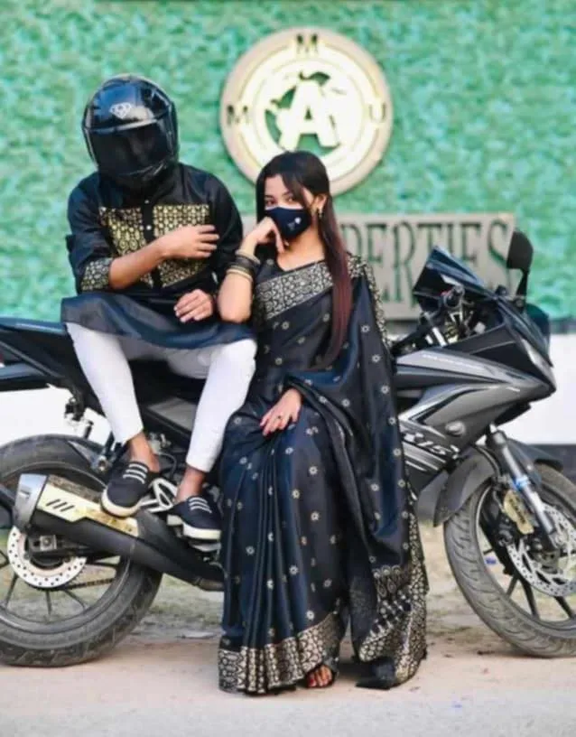 Silk Saree and Dhupian Panjabi Couple Set for Special Occasions