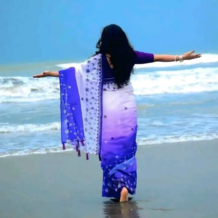 Chanderi Silk Floral Digital Print Saree, 4 Colours