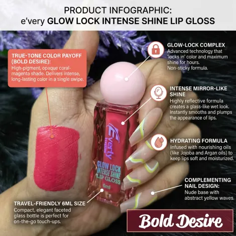 Everly Beauties Glow Lock ইনটেন্স শাইন লিপ গ্লস - Bold Desire