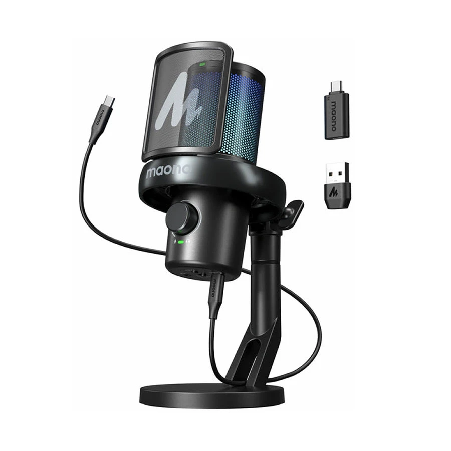 Maono DM40 Pro RGB Black Gaming Wireless Microphone