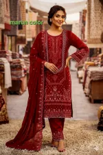 Sequin Embroidered Four Piece with Sada Bahar Orna, L to XXL