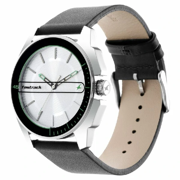 Fastrack NS3089SL15 Wear Your Look Quartz Analog Silver Dial Leather Strap Watch