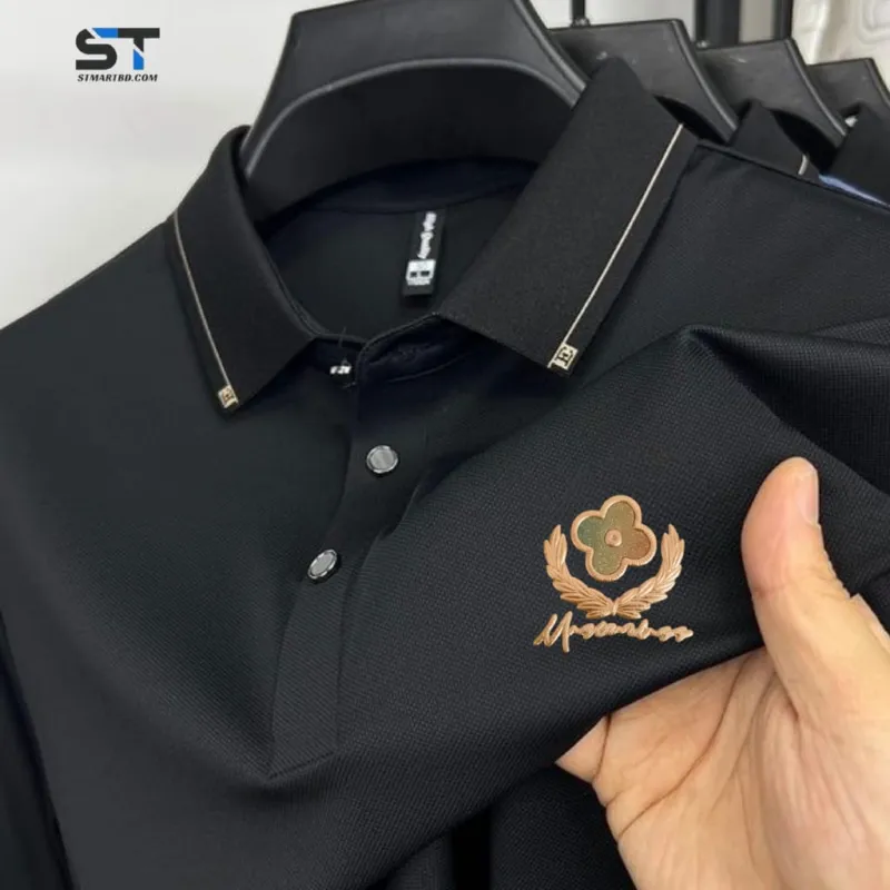 Men's Sticker Logo Polo Shirt, PK Cotton, Chest 38 to 44 Inch