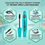 Technic Mega Lash ওয়াটার রেজিস্ট্যান্ট মাসকারা Black - 12ml