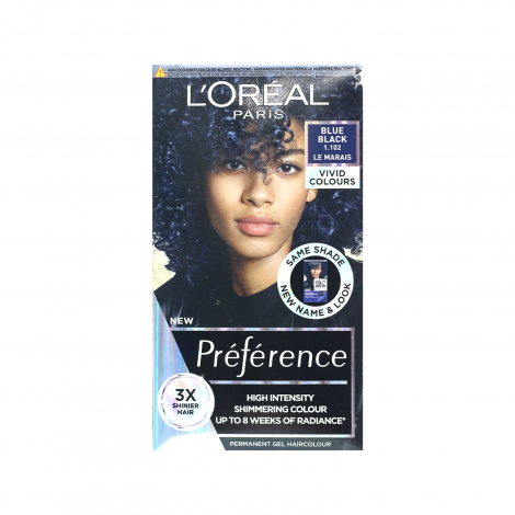L'Oreal প্রেফারেন্স লে ভিভিডস শিমারিং হেয়ার কালার - 1.102 Blue Black