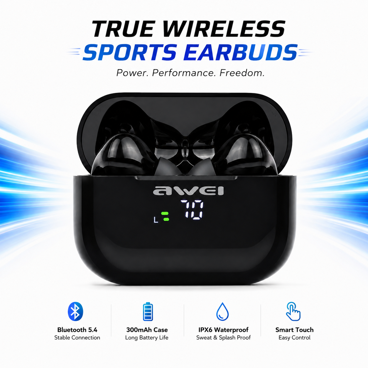 Awei T29P ANC গেমিং ট্রু ওয়্যারলেস ইয়ারবাডস – Bluetooth 6.0, IPX6