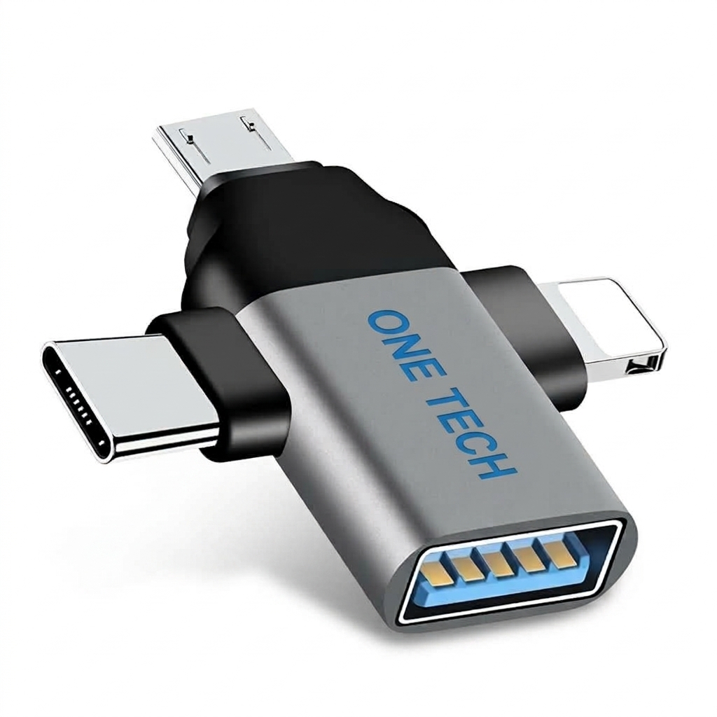 3-in-1 USB 3.0 OTG কনভার্সন প্লাগ (Type-C, Lightning, Micro-USB)