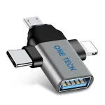 3-in-1 USB 3.0 OTG কনভার্সন প্লাগ (Type-C, Lightning, Micro-USB)
