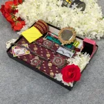 হাফ সিল্ক জামদানি শাড়ি কম্বো সেট - মেরুন