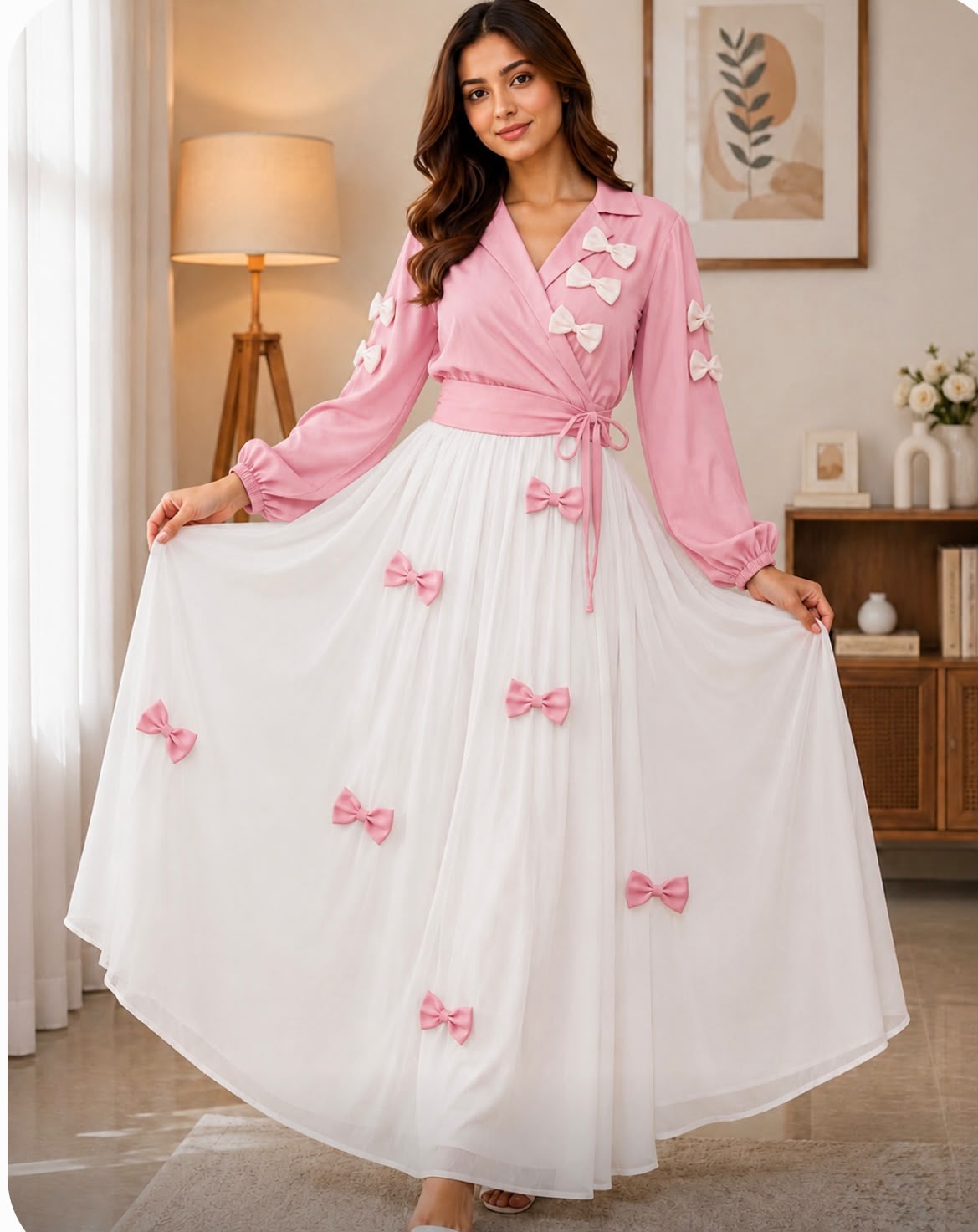 Jafran Fabric Tops and Skirt Set with 100 Inch Flare Skirt