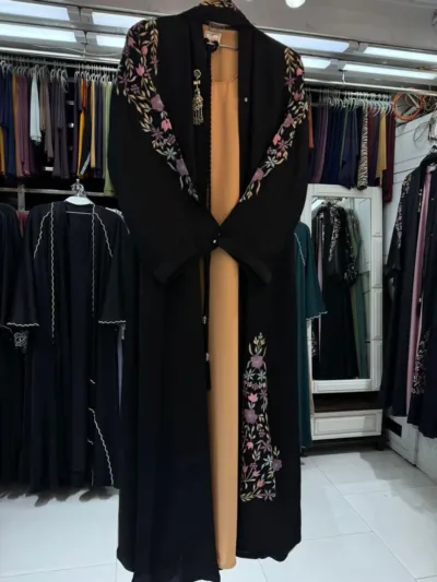 Zoom Fabric Embroidered Borka with Inner Layer and Hijab