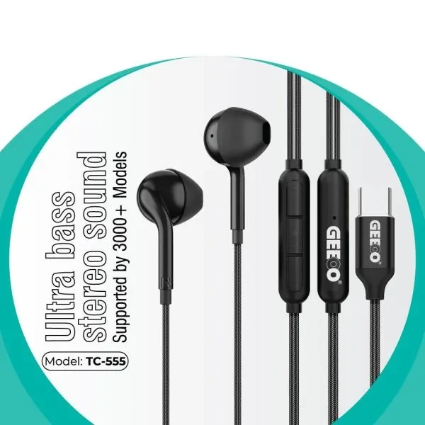 Geeoo TC-555 Type-C Semi In-Ear Wired Earphone