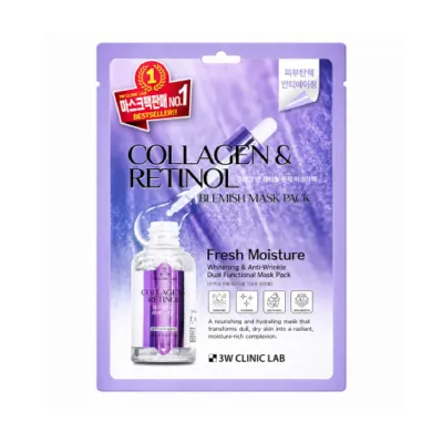 3W Clinic Collagen & Retinol ব্লেমিশ শিট মাস্ক প্যাক 25ml