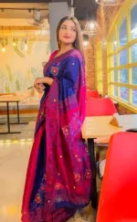 Dhupian Silk Printed Saree with Embroidery Work, 13 Haath