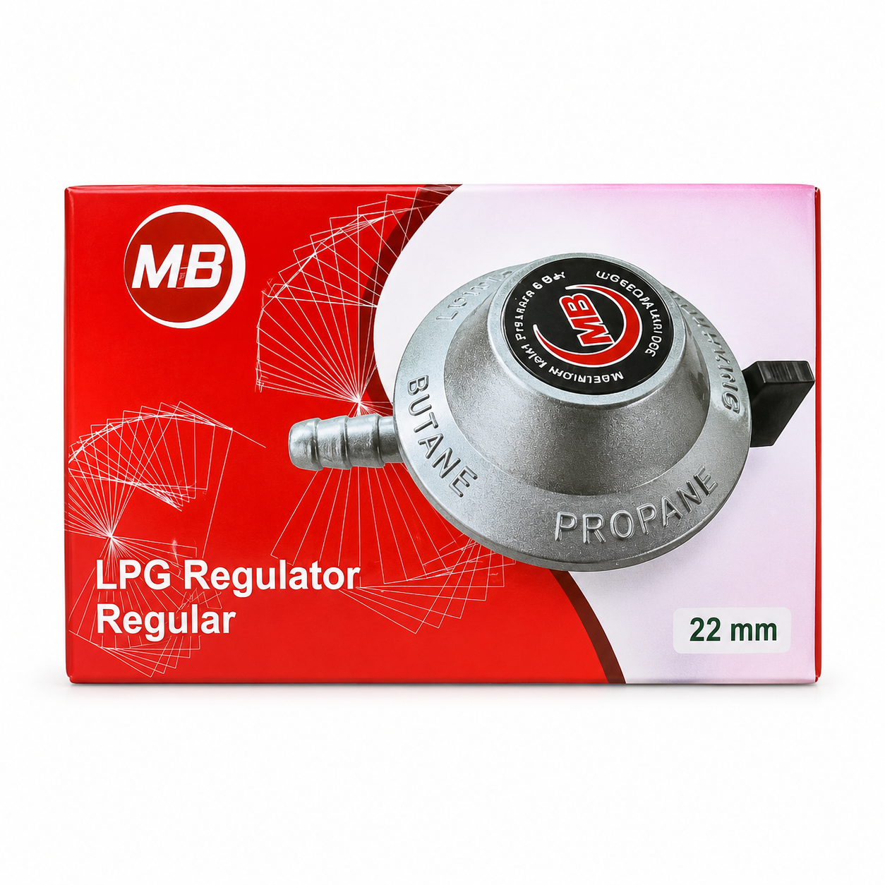 MB Silver লো প্রেশার LPG গ্যাস রেগুলেটর (22mm) – গ্যাস মিটার ইন্ডিকেটর সহ