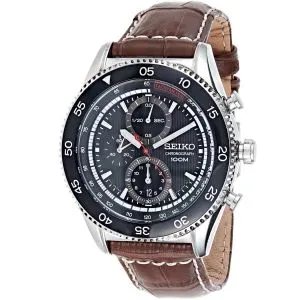 Seiko ক্রোনোগ্রাফ জেন্টস লেদার বেল্ট ঘড়ি - SNDG57P2