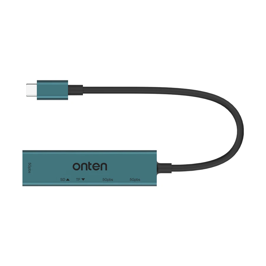Onten OTN-9597 USB-C to Tri USB, SD & TF Converter Crystal Teal