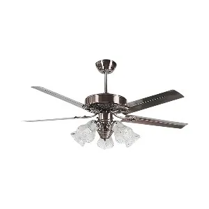 Qulik Luxoria UL 52 ইঞ্চি গ্লাস ফ্লাওয়ার ল্যাম্পশেড কপার মোটর রিমোট কন্ট্রোল আন্ডার-লাইট সিলিং ফ্যান Q-8118-AC