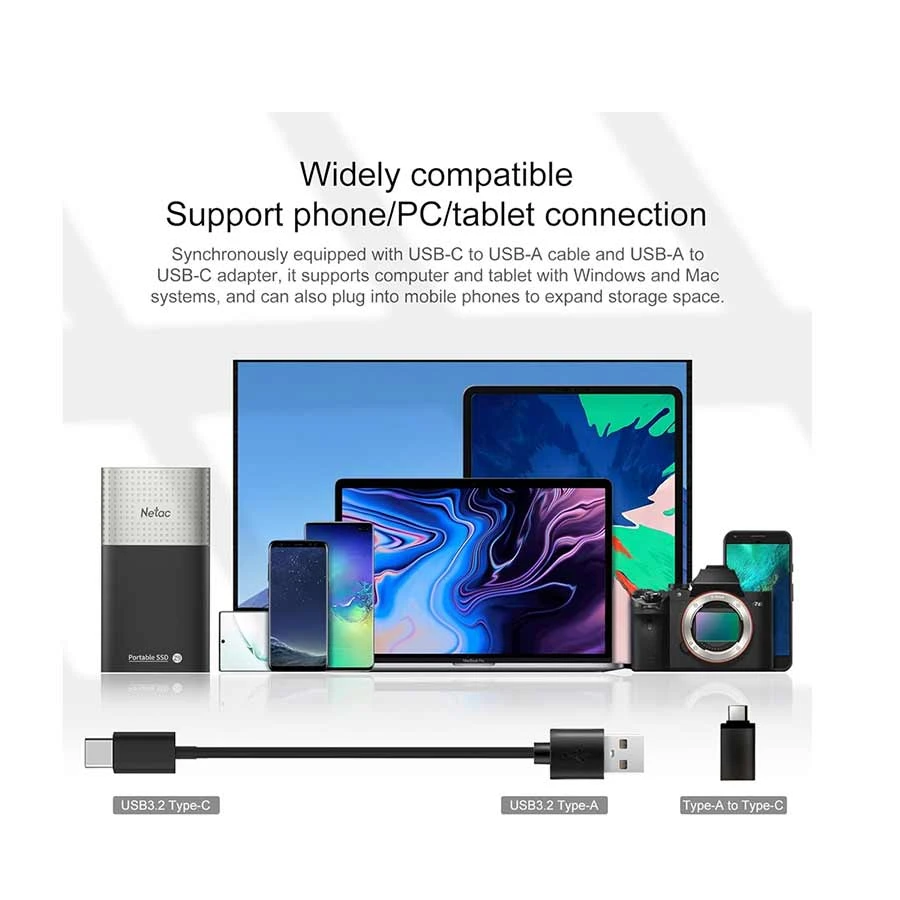 Netac Z9 128GB USB 3.2 Gen 2 Type-C Black Portable External SSD