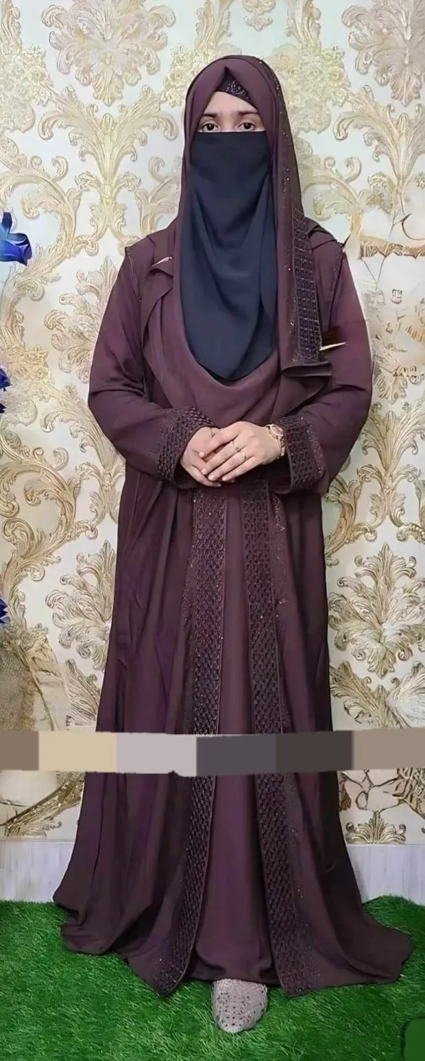 এমব্রয়ডারি কোটি বোরকা হিজাবসহ, লম্বা 52 থেকে 56