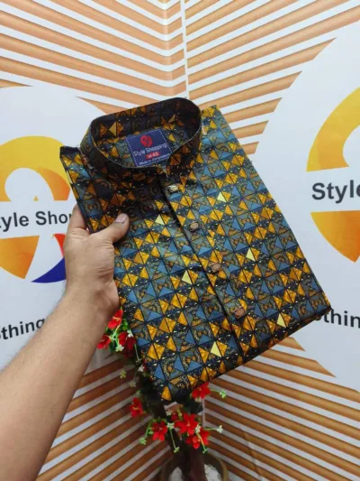 Men's Printed Cotton Panjabi, Snap Button Front, 3 Colours