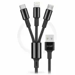 X.Cell 3-in-1 মাল্টি চার্জিং ক্যাবল – 1.2M USB-C, Lightning ও Micro-USB