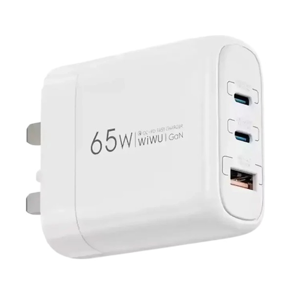 Wiwu Ark USB & ডুয়াল USB-C 65W GaN চার্জার (3 পিন, UK)