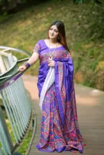 Mayalota Muslin Silk Digital Print Saree with Blouse Piece