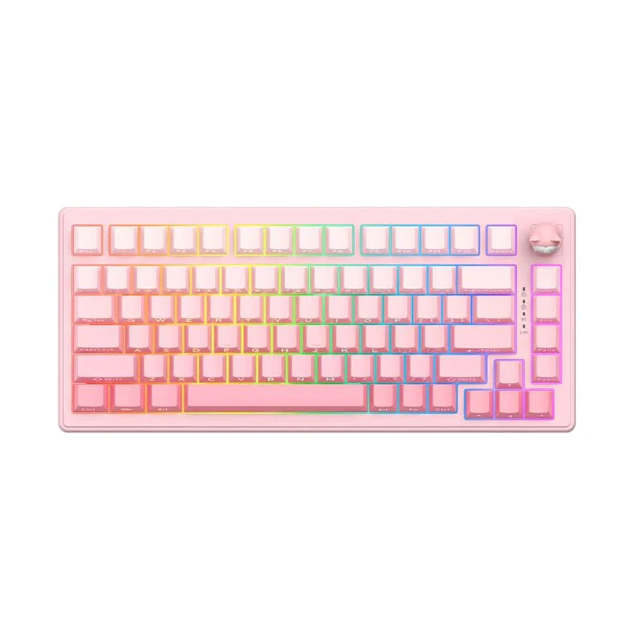Onikuma MT707 Tri Mode Hot Swap Mint Switch Gasket Keyboard Pink