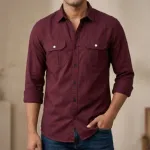 ছেলেদের ডাবল পকেট শার্ট – মেরুন
