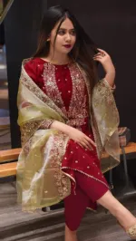 রেডিমেড সিকুইন এমব্রয়ডারি AC কটন থ্রি পিস, 38, 42, 44 সাইজ