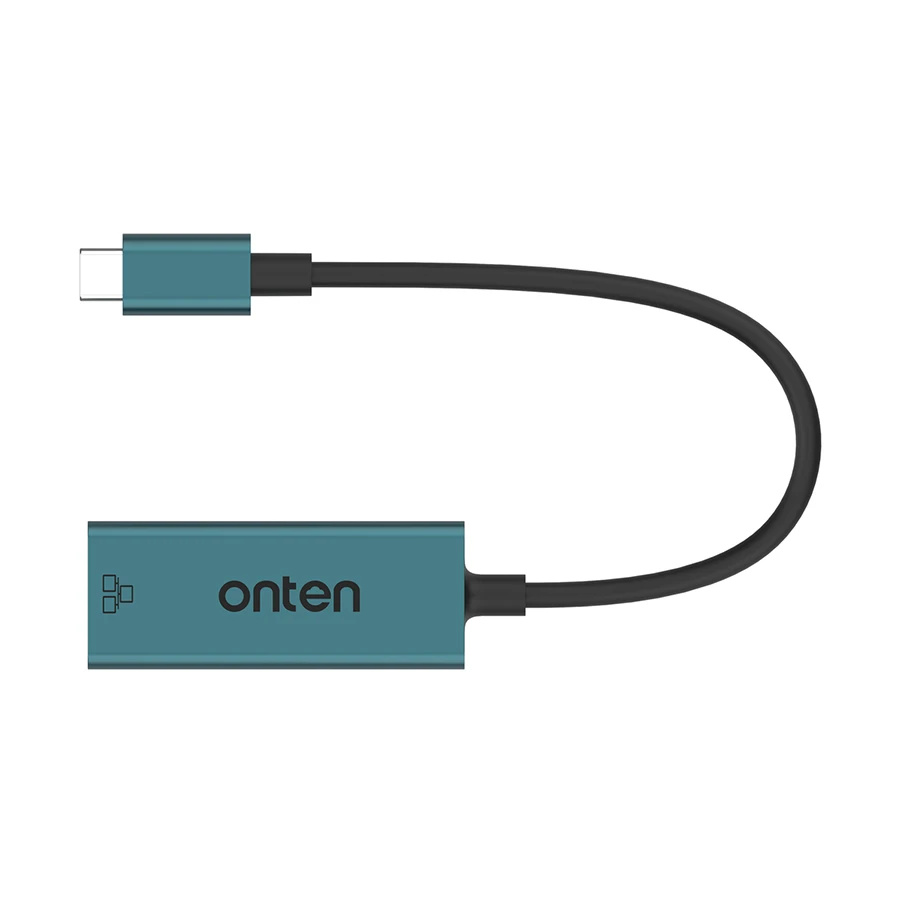 Onten OTN-9598D USB Type-C Male to LAN Female Crystal Teal Converter