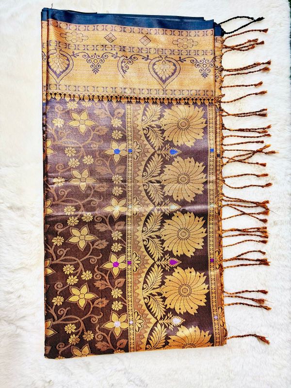 Zari and Gold Thread Katan Banarasi Saree without Blouse Piece