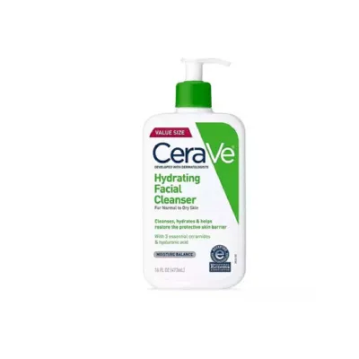 CeraVe হাইড্রেটিং ফেসিয়াল ক্লিনজার, নরমাল থেকে শুষ্ক ত্বকের জন্য 473ml