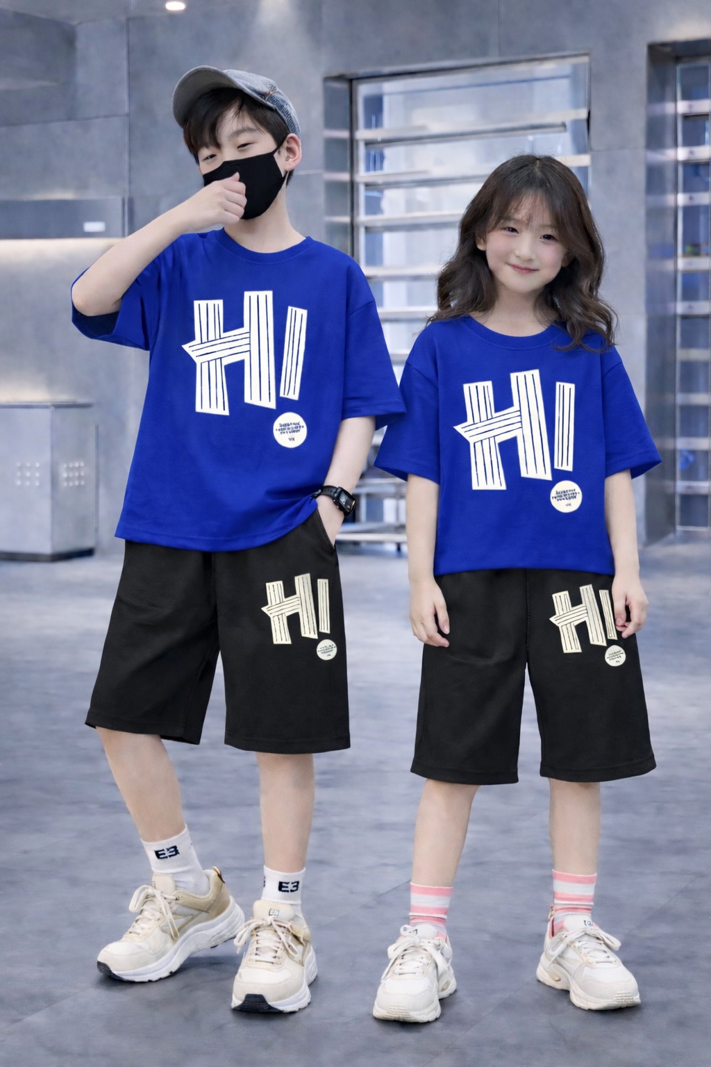 Kids' Drop Shoulder Tee and Drawstring Pant Set, DTF Print