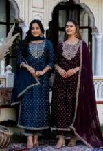 নায়রা কাট ফ্রি সাইজ থ্রি পিস, সুতি ওড়না, লং 45