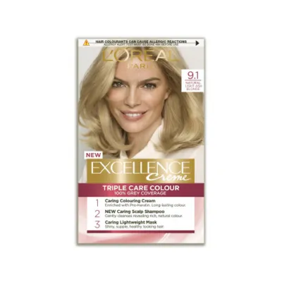 L'Oreal Excellence Creme Triple Care হেয়ার কালার 9.1 ন্যাচারাল লাইট অ্যাশ ব্লন্ড