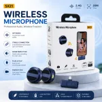 SX21-New 2-in-1 ওয়্যারলেস ল্যাভালিয়ার মাইক্রোফোন – ডুয়াল মাইক