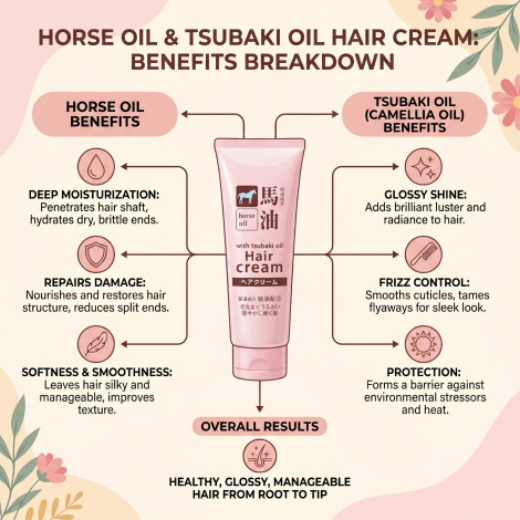 Kumano Cosme হর্স অয়েল ও সুবাকি অয়েল হেয়ার ক্রিম 160g