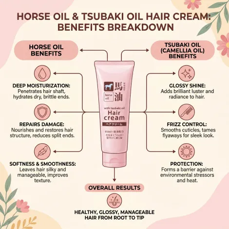 Kumano Cosme হর্স অয়েল ও সুবাকি অয়েল হেয়ার ক্রিম 160g