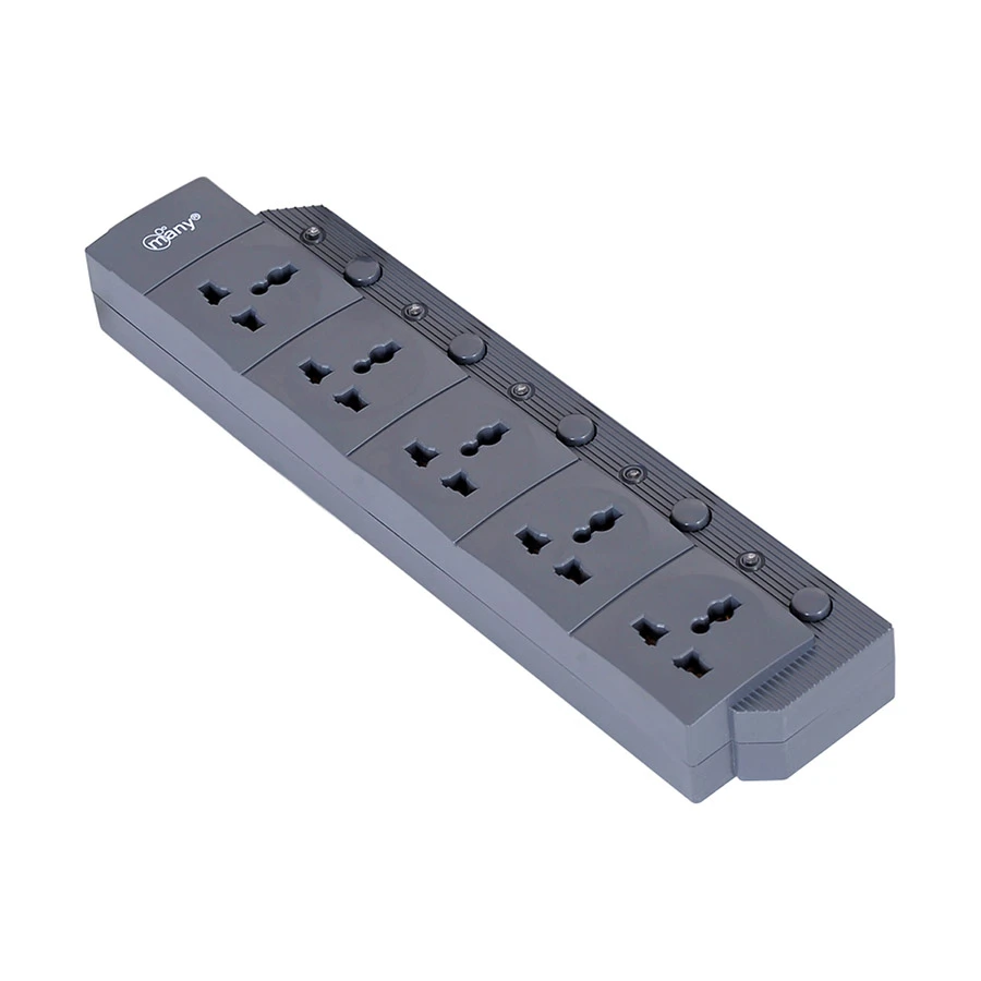 Many MTS-2050 2 Pin 5 Port Power Strip 5 Meter Black