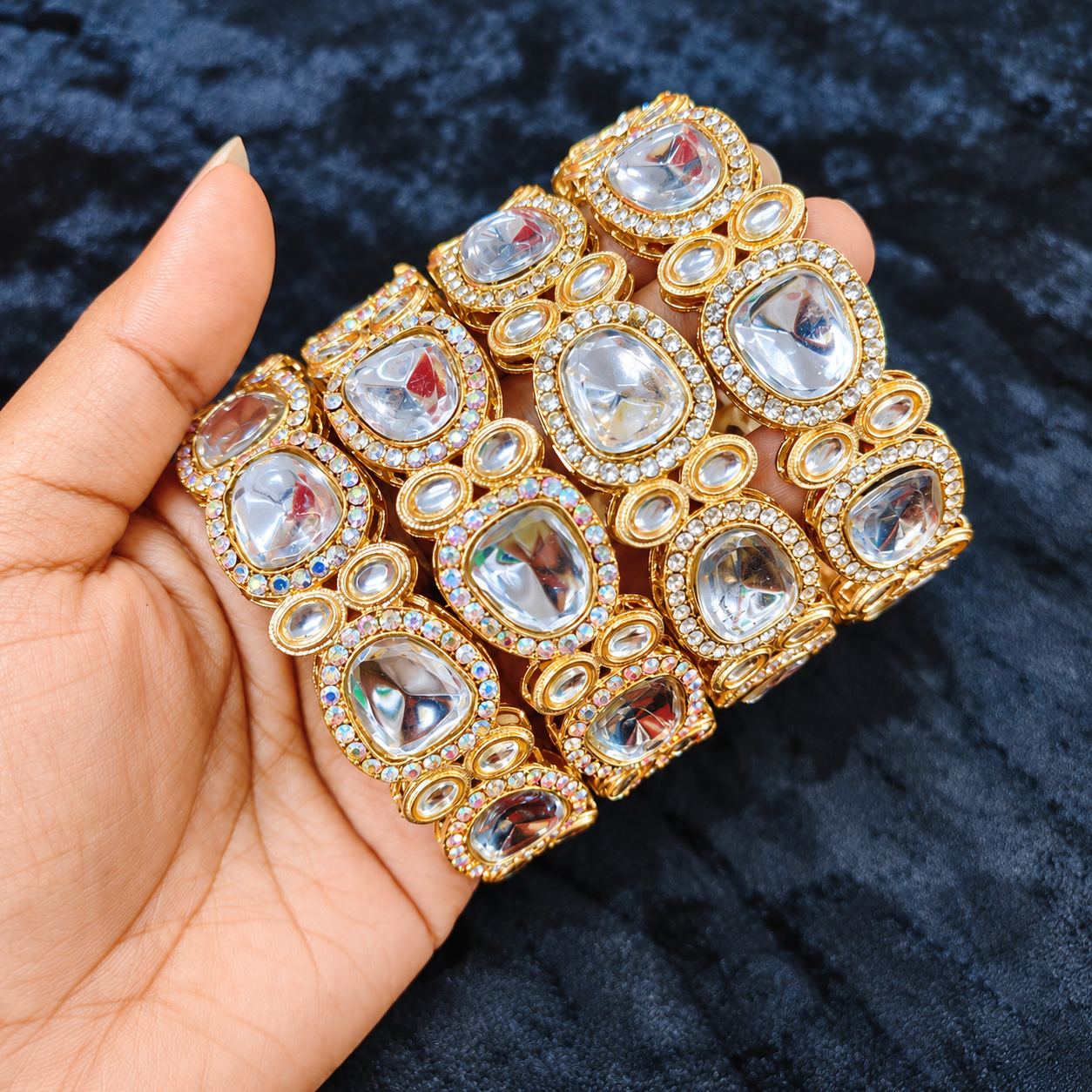 Royal Uncut Kundan & Polki Gold-Plated Bangle Set