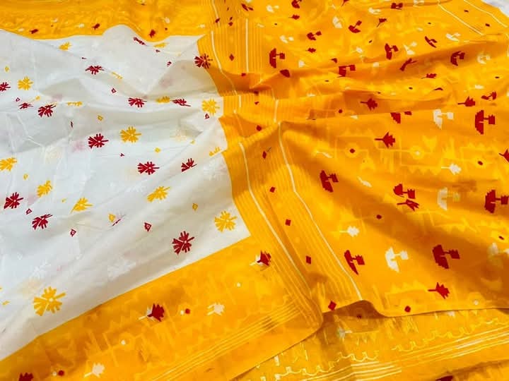 হাফ সিল্ক স্ক্রিন প্রিন্ট শাড়ি, ব্লাউজ পিস ছাড়া, 3 রং