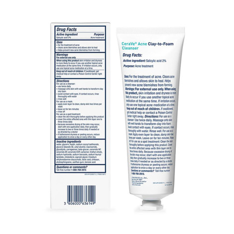 CeraVe Acne ক্লে-টু-ফোম ক্লেনজার 118ml